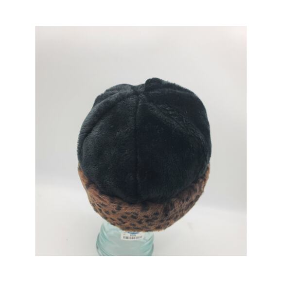 Leopard Print & Black Luxurious Soft Faux Fur Russian Hat Women's Size 7 3/8 - Picture 6 of 8